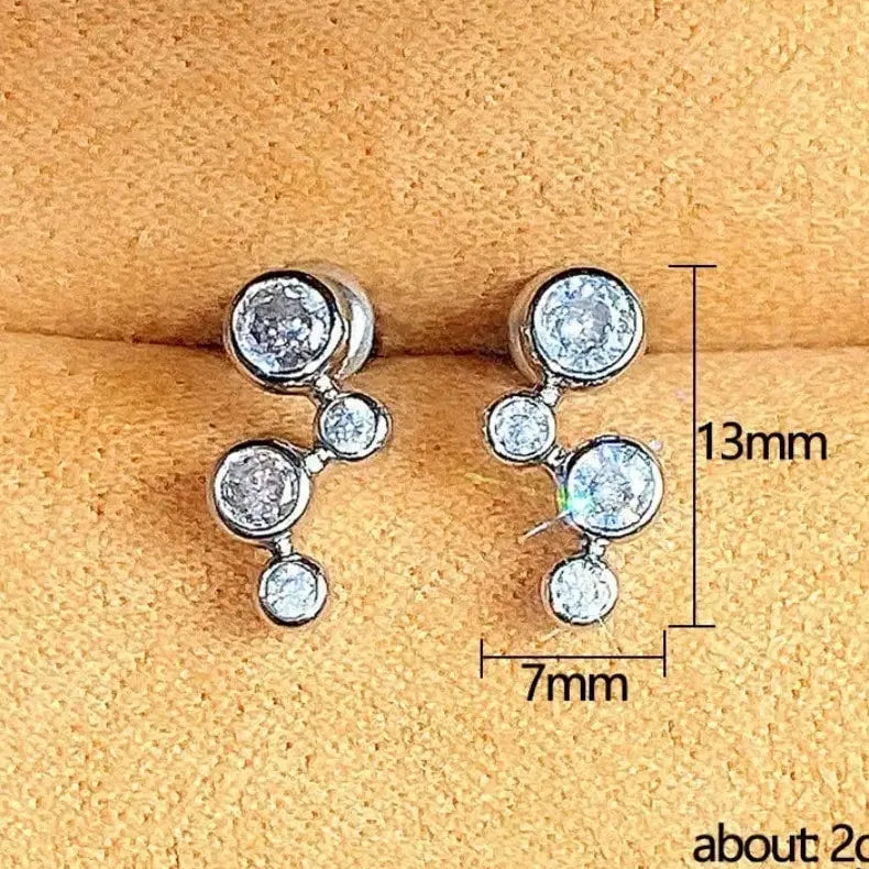 Silver Copper Crystal Cluster Spiral Ear Screen Cartilage Stud Earring