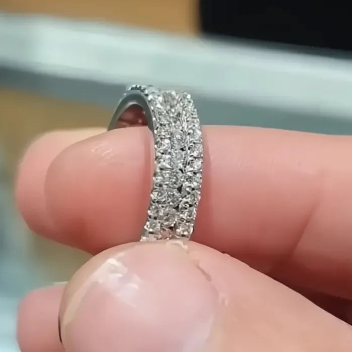 Full Bling Iced Out Round Zirconia Wedding Band Ring for Women
