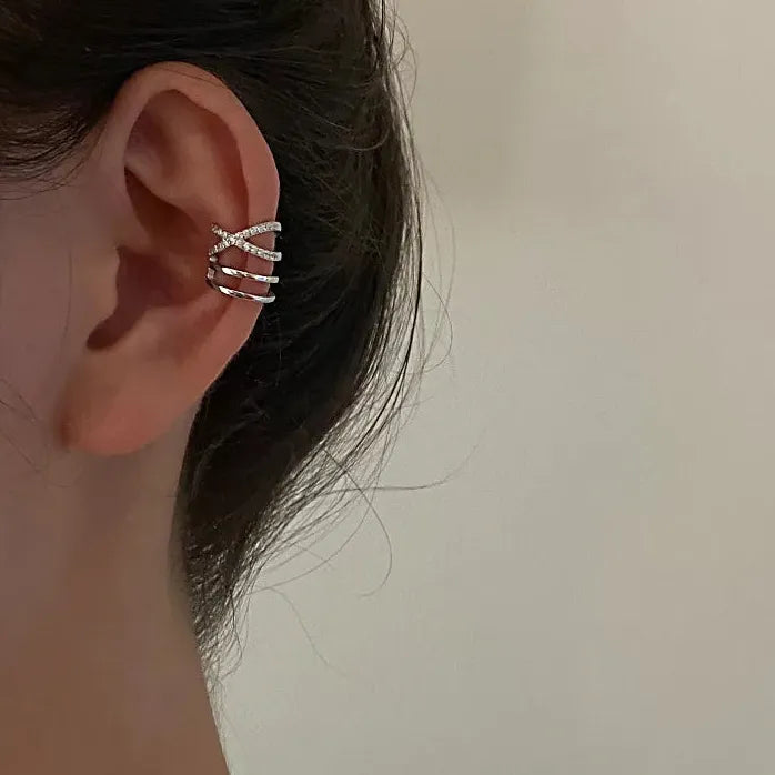 2Pcs Geometric Fake Piercing Cartilage Ear Clips for Women Stylish Jewelry