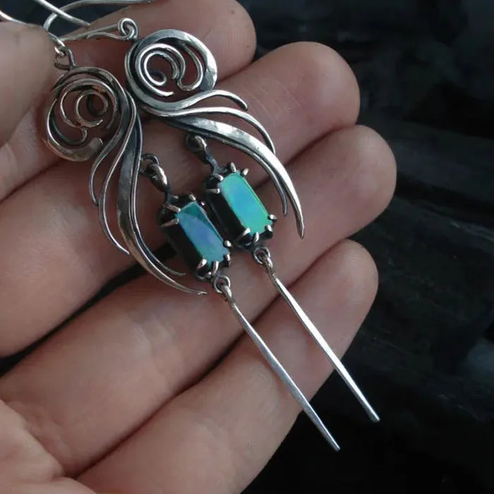 Vintage Zinc Alloy Irregular Geometric Spiral Tassel Earrings for Women Small Pendant