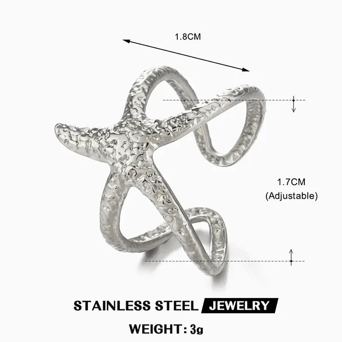 Gold Plated Skeleton Pattern Stainless Steel Ring for Women Minimalist Gift Jewelry
