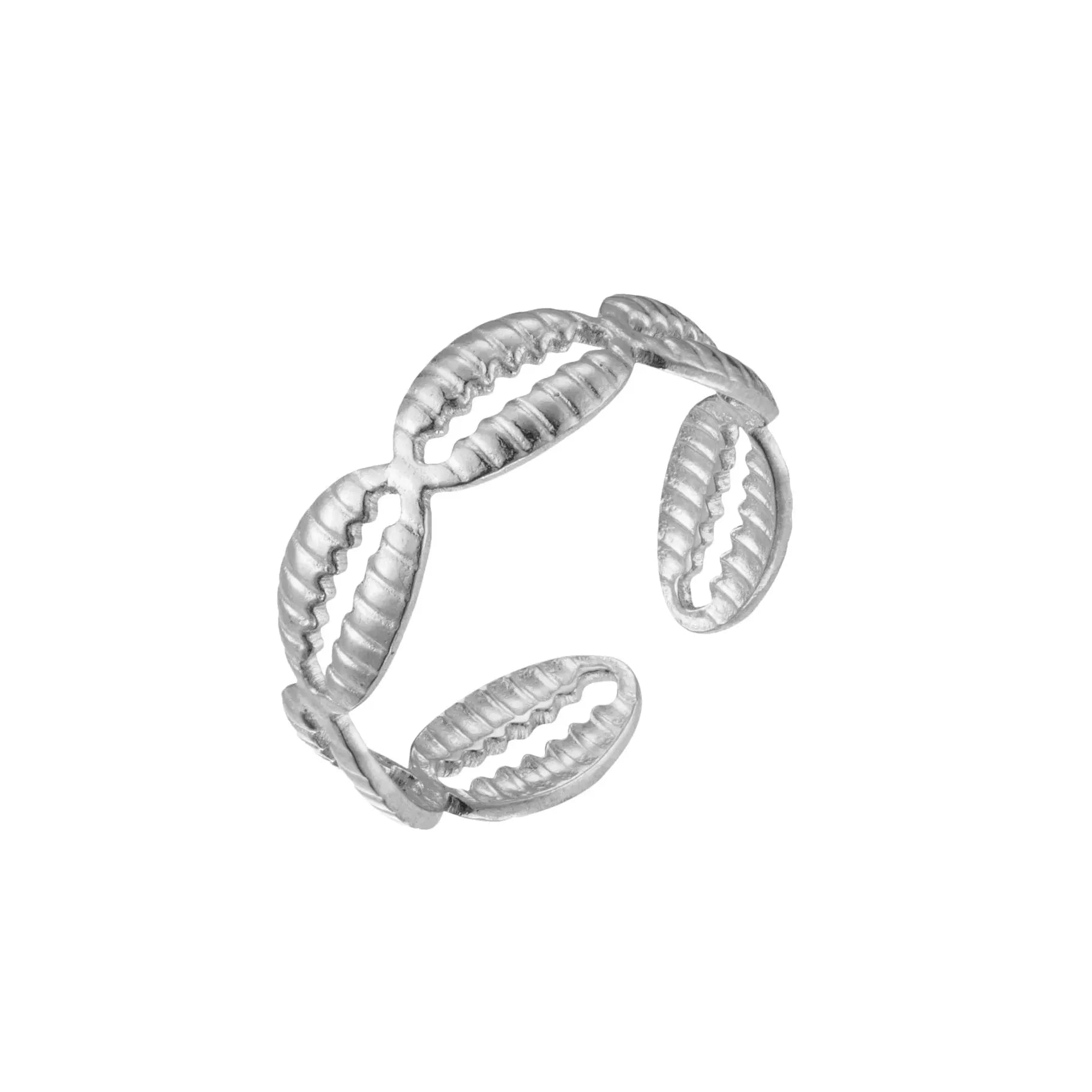 18K Gold Color Geometric Wide Stainless Steel Waterproof Ring for Women Jewelry