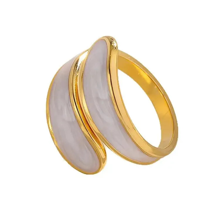 Stainless Steel Unisex Open Rings Geometric Drip Oil Design Waterproof Jewelry