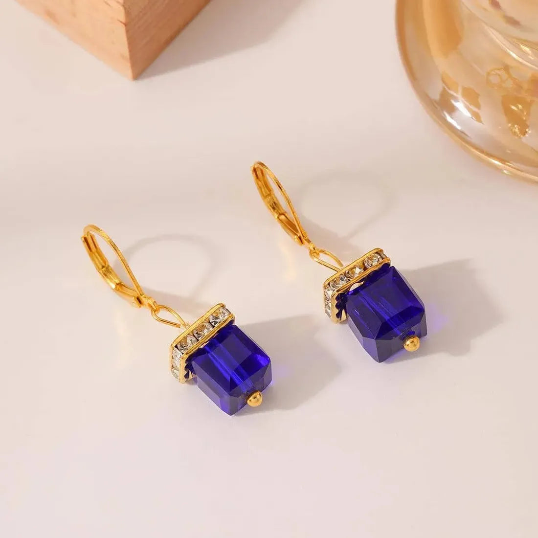 Silver Drop Earrings for Women Blue Pink White Purple Crystal Zircon Jewelry