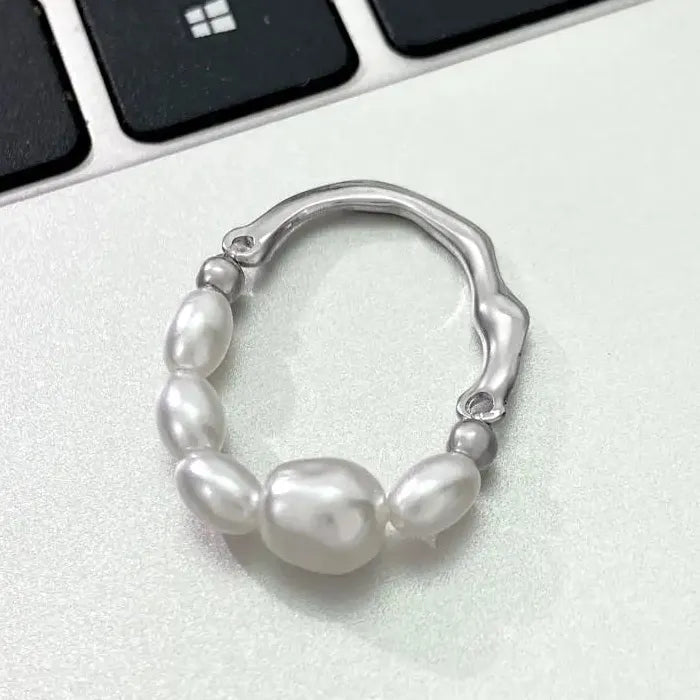 Elegant Retro Irregular Pearl Cocktail Ring for Women Wedding Party Jewelry