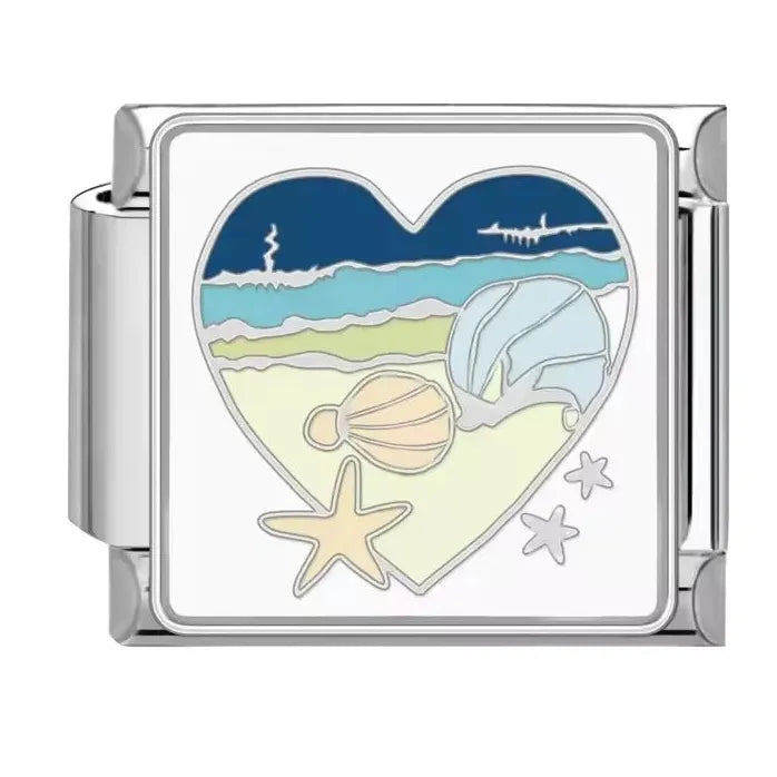 Ocean Series 18k Gold Plated Stainless Steel Charm Bracelet Unisex Dolphin Shark Sailboat
