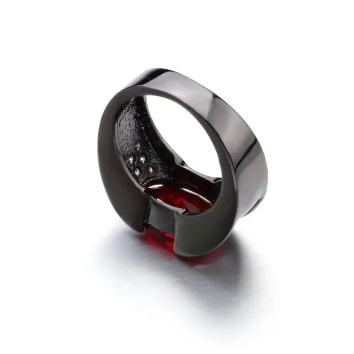 Inlaid Black Zinc Alloy Ring Cross for Men Red Purple Rhinestone Jewelry Anniversary