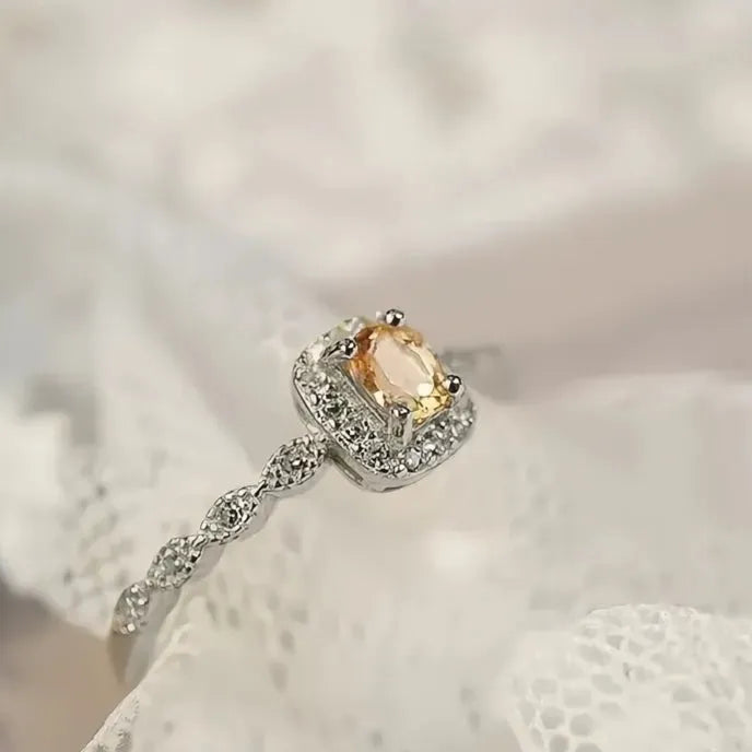 Unique Orange Cubic Zirconia Wedding Rings for Women, Silver & Gold Color, Elegant Fashion Jewelry 2023