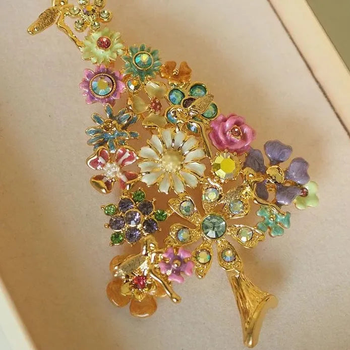Vintage Medieval Flower Fairy Brooch Antique Christmas Pin Accessory