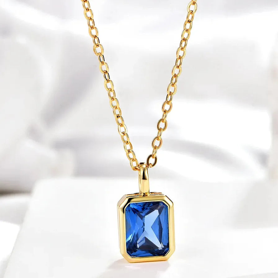 Multicolor Crystal Square Zircon Gold Choker Necklace for Women Party Jewelry