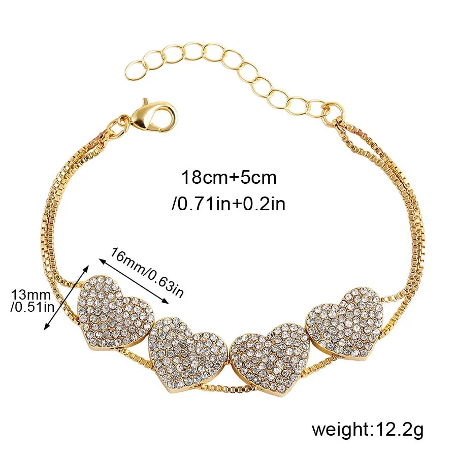 Handmade 18K Gold Plated Heart Butterfly Flower Bracelet for Women with Zircon Evil Eye Charm