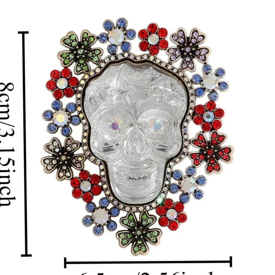 Luxury Halloween Crystal Skull Brooch Pin Jewelry for Women and Men