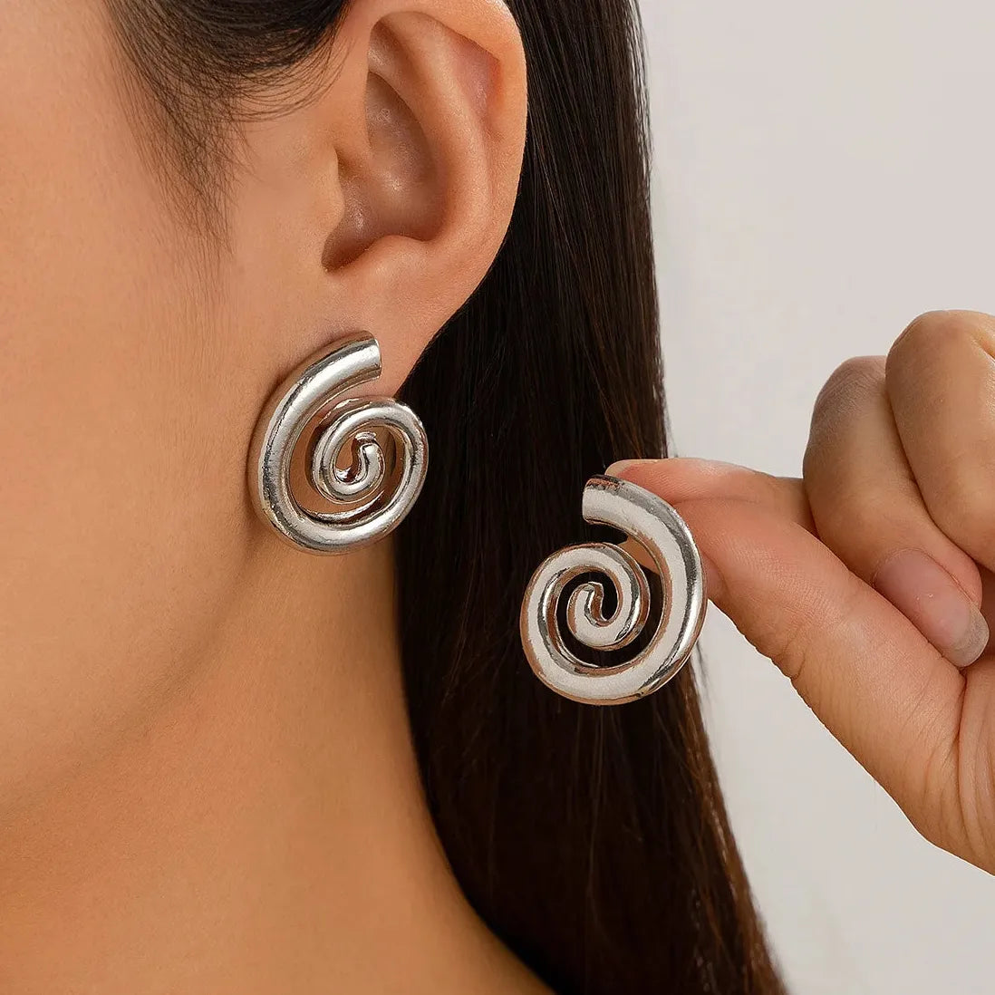 Gold Plated Greek Spiral Geometric Stud Earrings for Women Jewelry Gift