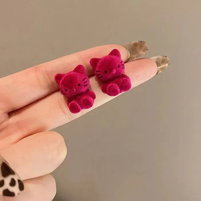 Resin Geometric Cat Stud Earrings Cute Japan Korea Cartoon Jewelry Gifts