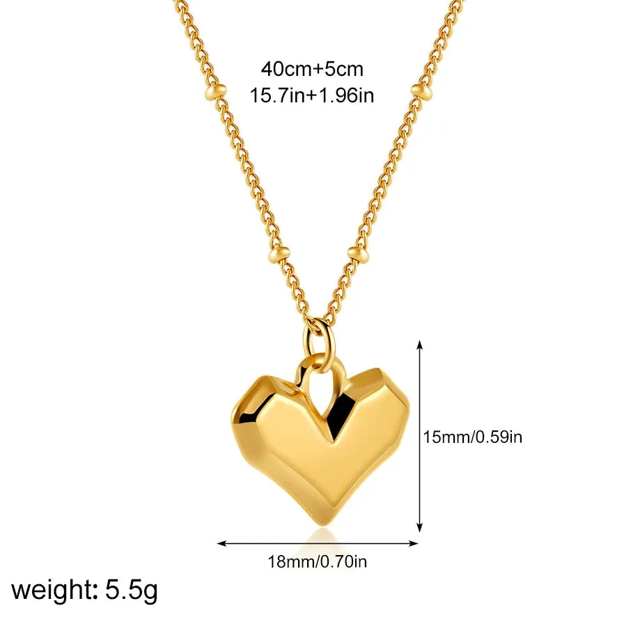 18K Gold Plated Bowknot Pendant Necklace Snake Chain Chunky Hollow Heart Zircon Jewelry