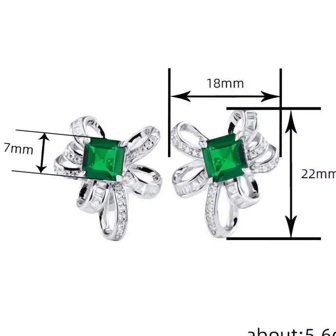 Knot Design Women’s Copper Alloy Stud Earrings with Green CZ for Wedding Party