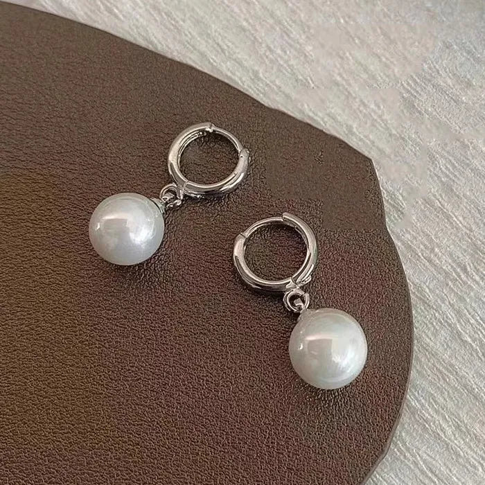 2026 Pearl Drop Round Hoop Earrings Stainless Steel Wedding Jewelry