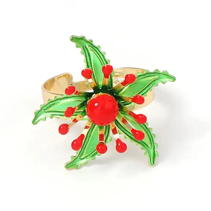 Adjustable Bohemian Flower Plant Pattern Ring for Women Vintage Jewelry