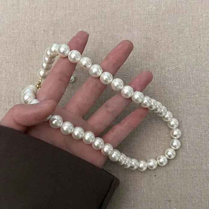 Vintage White Imitation Pearl Chain Choker Necklace for Women Gift Jewelry