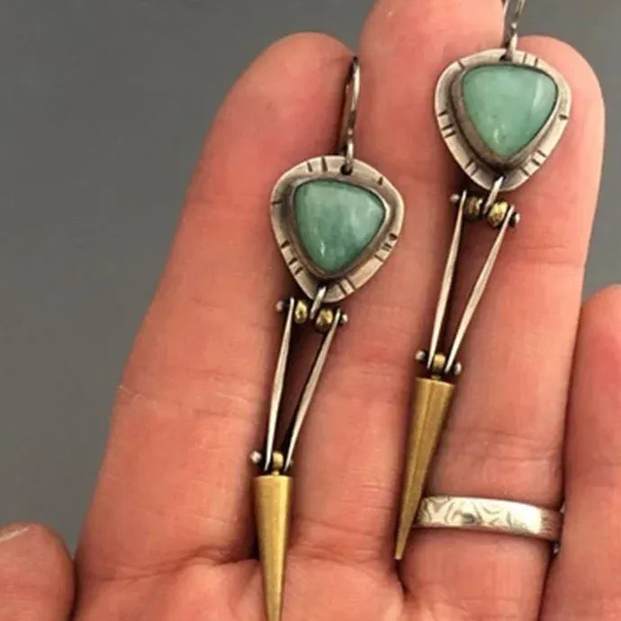 Handmade Boho Resin Drop Hook Earrings Women Ancient Design Gift
