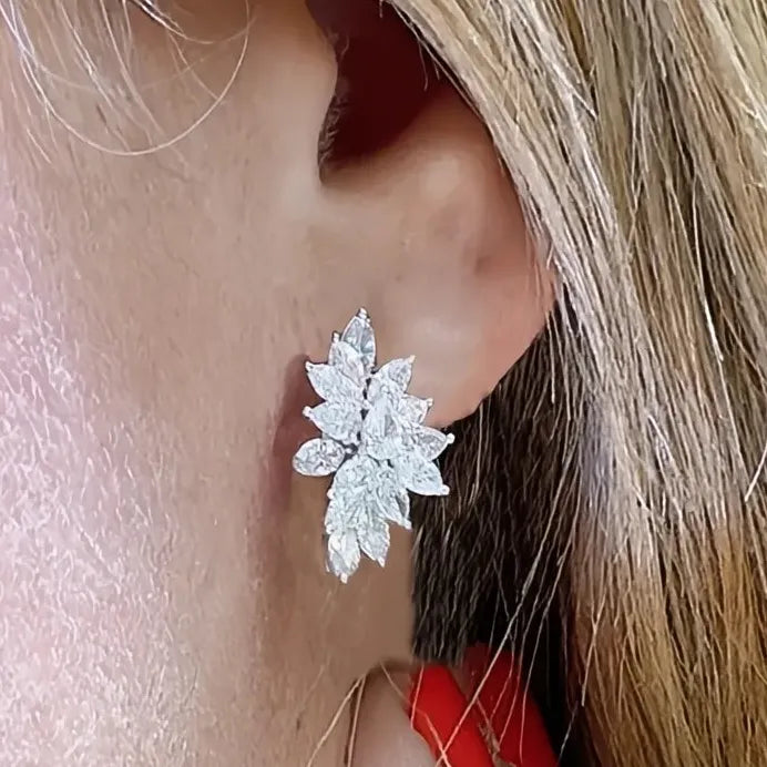 Geometric CZ Hoop Earrings for Women Wedding Party Elegant Jewelry