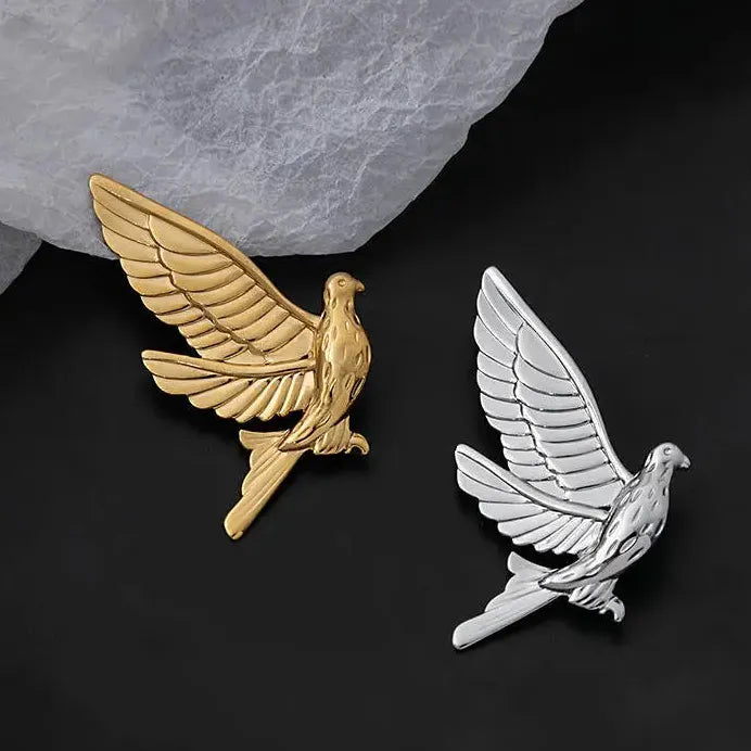 Classic Stainless Steel Peace Dove Brooch Waterproof Jewelry for Women Men