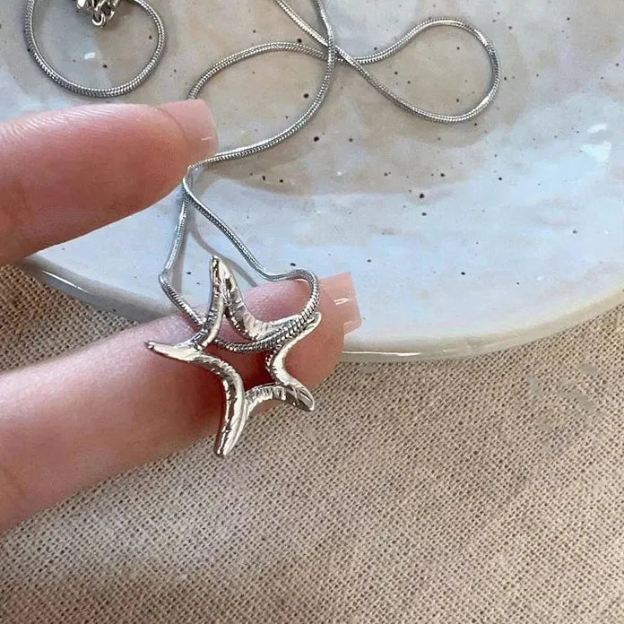 Galaxy Star Pendant Necklace Y2K Punk Clavicle Chain for Women Men