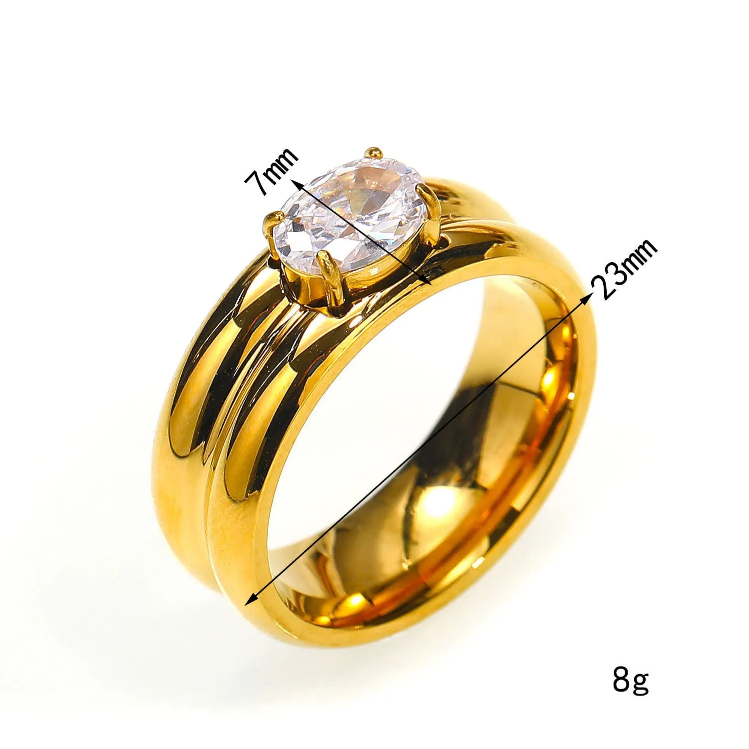 Minimalist Waterproof 18K Gold Plated Titanium Steel Double-layer Circle Rings Wedding Jewelry