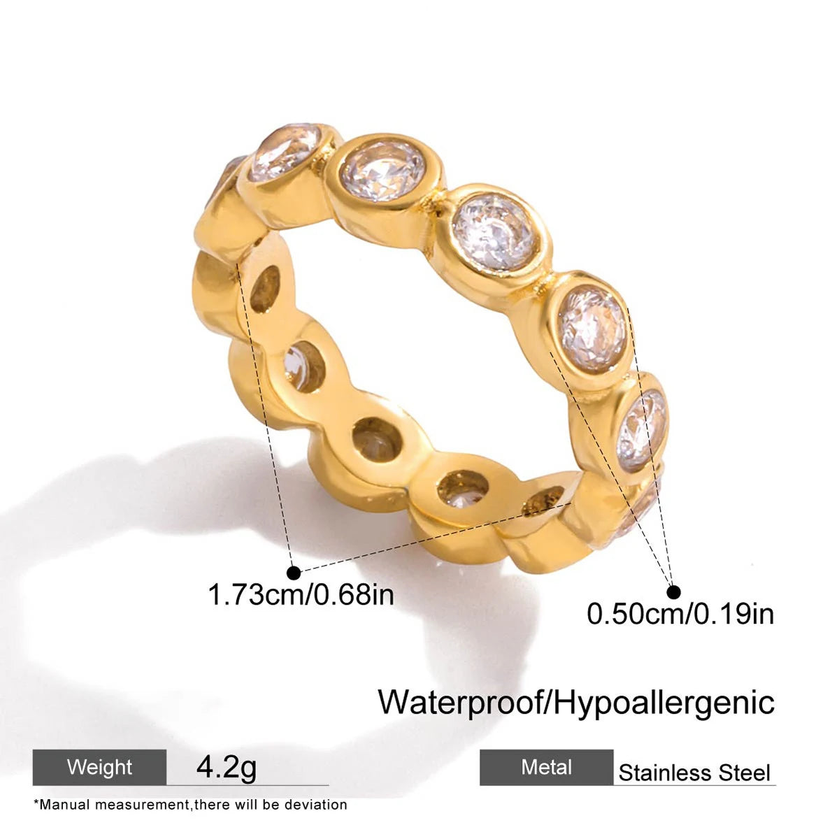 18K Gold Plated 316 Stainless Steel Pink Zircon Waterdrop Knuckle Ring Vintage