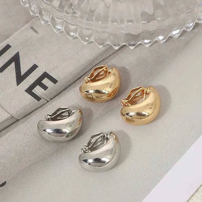 French Luxury Water Drop Clip Earrings Copper Alloy No Pierced Holes Jewelry