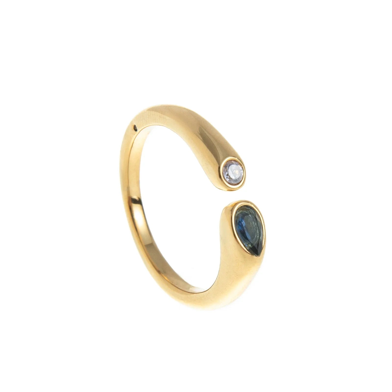 18k Gold Plated Stainless Steel 12 Month Birthstone Water Droplet Zircon Ring