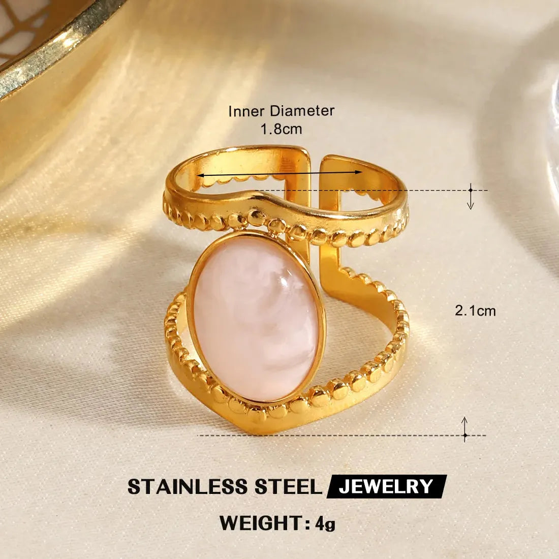 Butterfly Leaf Heart-Shaped 18K Gold Stainless Steel Ring Waterproof Gift Jewelry