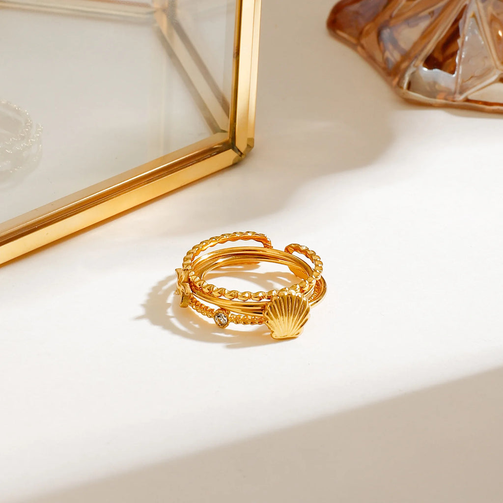 Hypoallergenic 18K Gold Plated Stainless Steel Starfish Stackable Knuckle Ring
