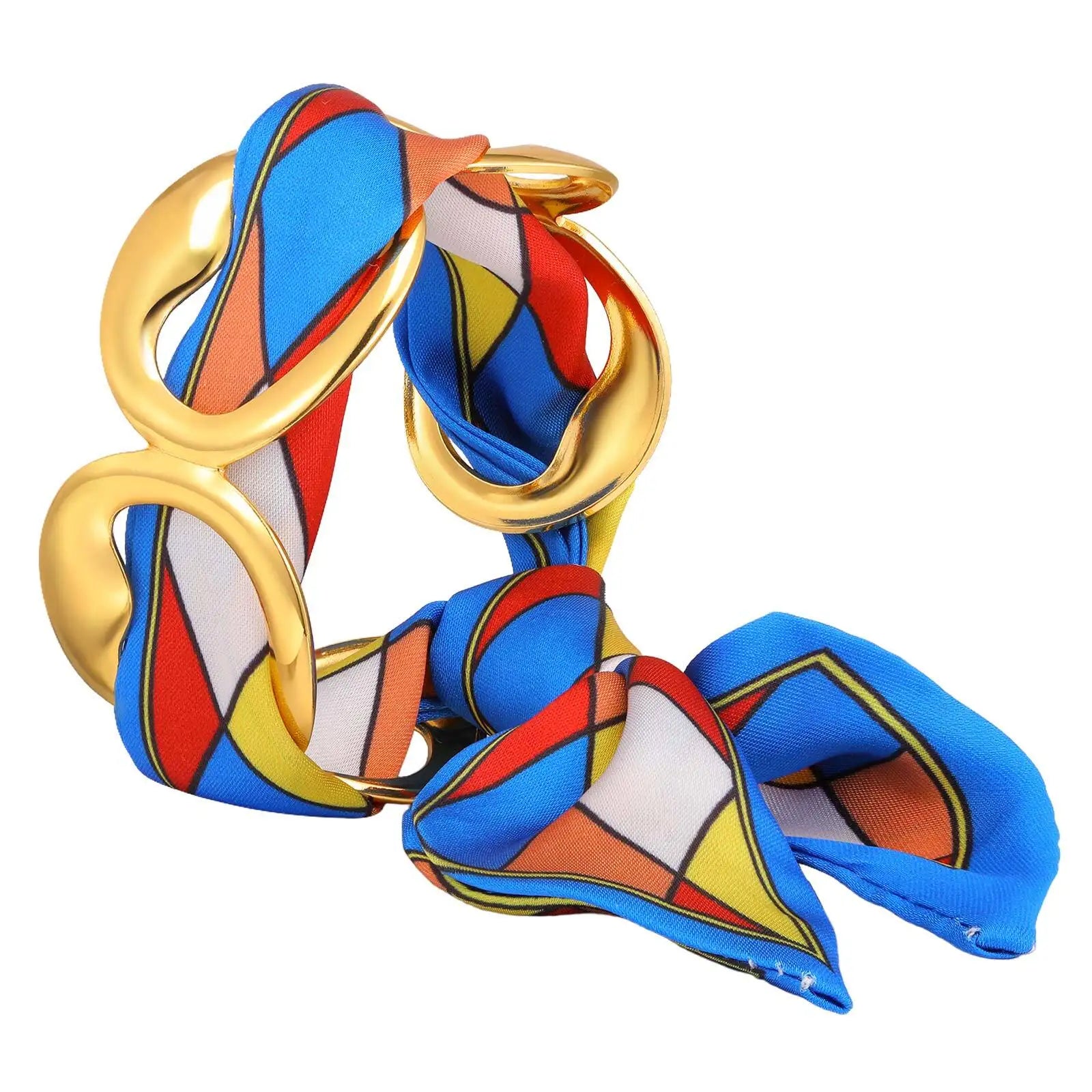 Gold-Tone Stainless Steel Geometric Skeleton Open Cuff Bracelet for Women