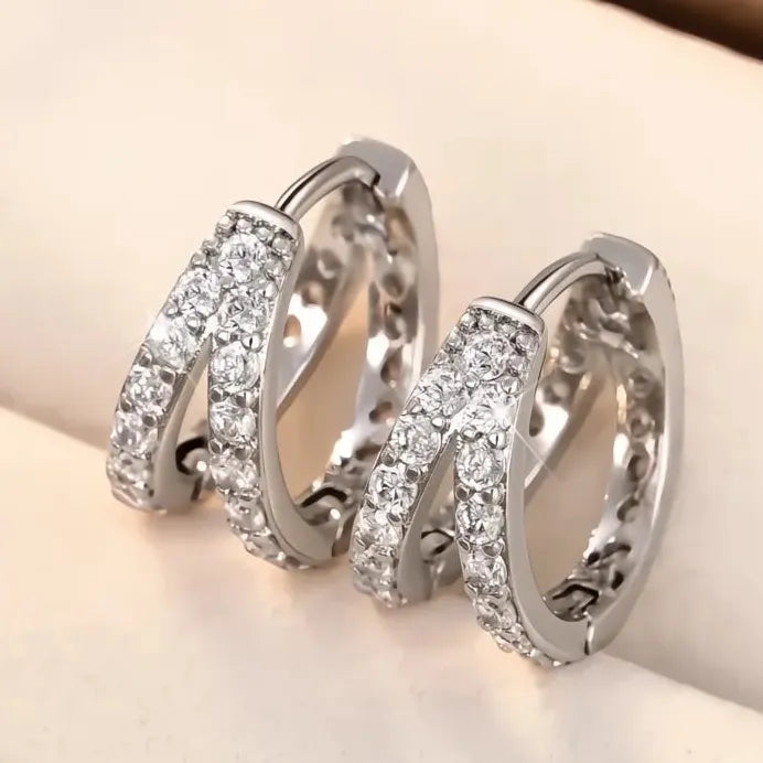 Geometric Hoop Earrings for Women with Sparkling Cubic Zirconia Jewelry