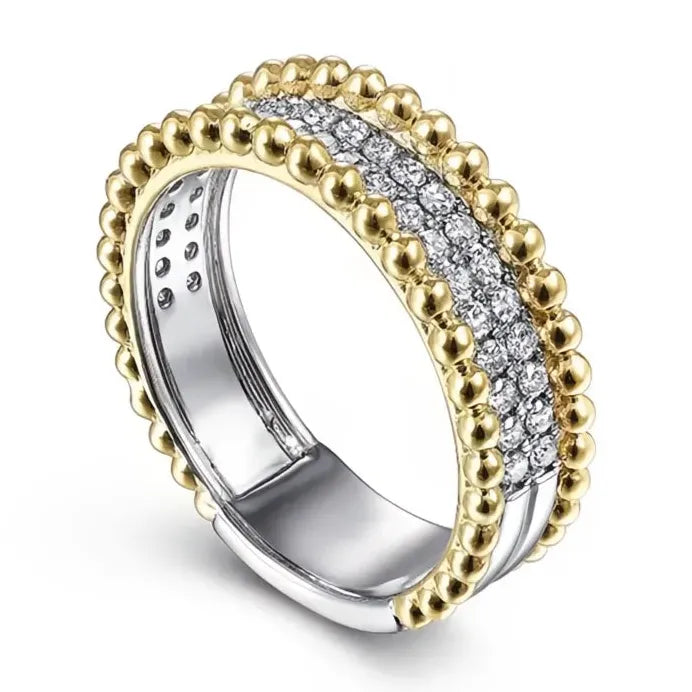 Two-Tone Cubic Zirconia Engagement Ring Elegant Wedding Jewelry for Women