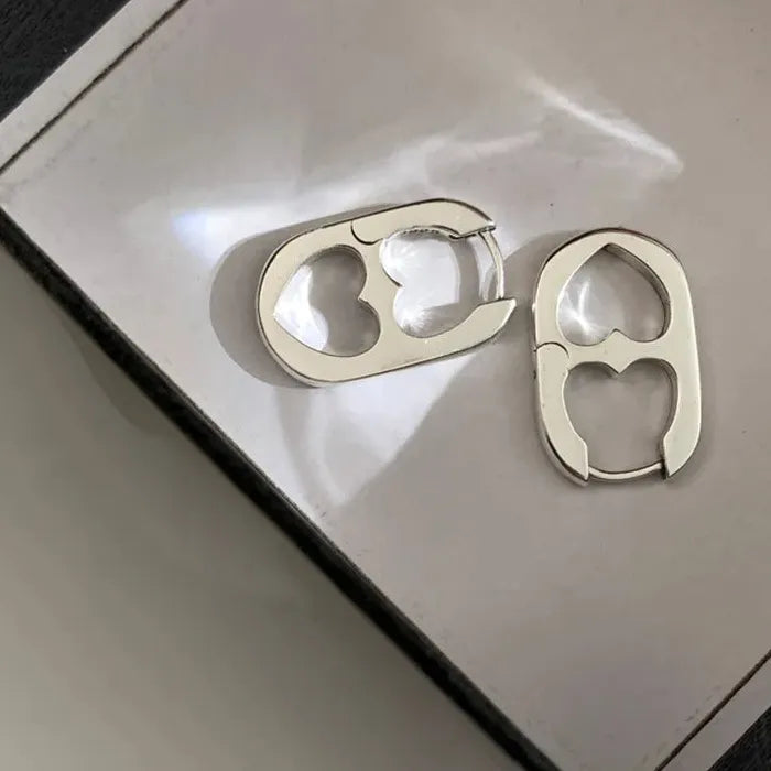 Copper Alloy Heart Hoop Earrings Women Geometric Hollow Ear Buckle Gift 2026