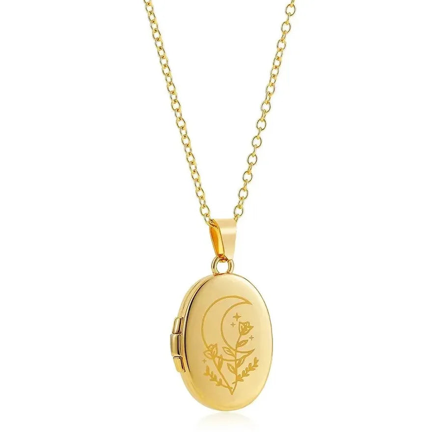 Stainless Steel Openable Photo Frame Pendant Necklace White Shell Butterfly Angel Choker Gift