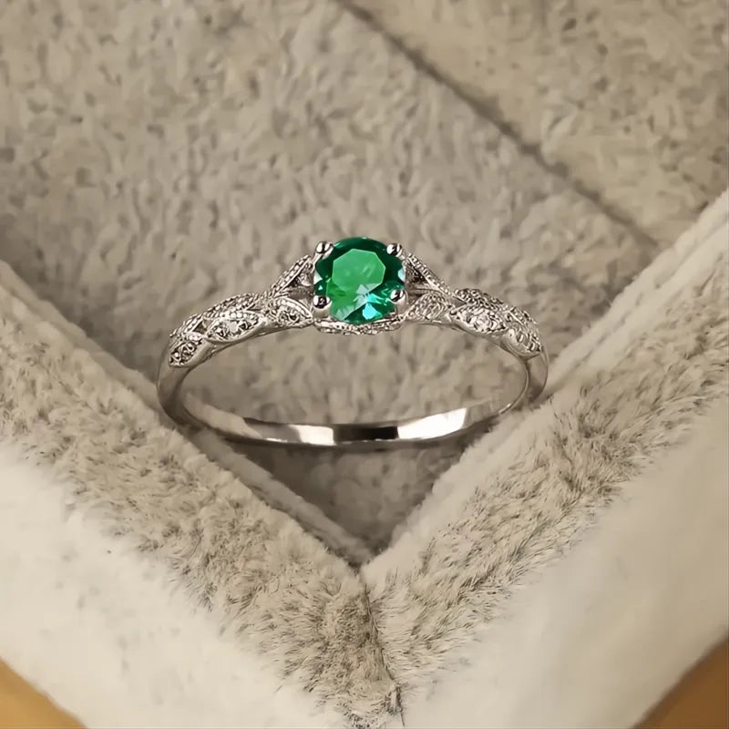 Light Luxury Cubic Zirconia Women's Ring Brass Metal Simple Fashion Temperament Ring