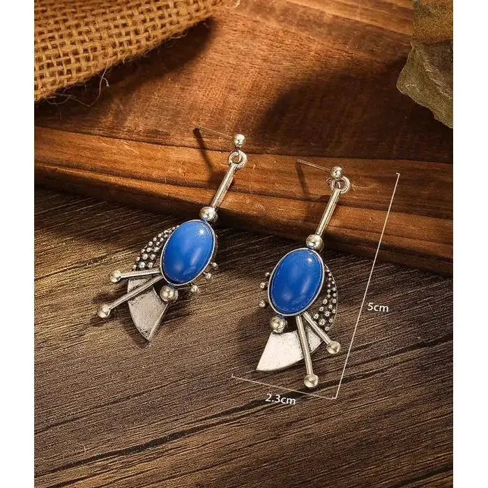 Vintage Bohemian Sapphire Drop Earrings for Women Zinc Alloy Jewelry
