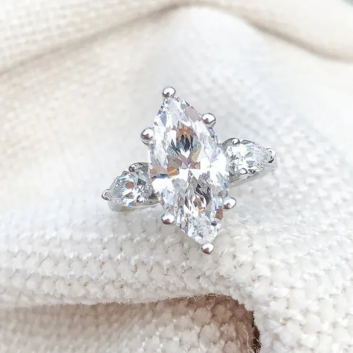 Elegant Silver Plated Promise Ring with Paved Zirconia Engagement Wedding Gift