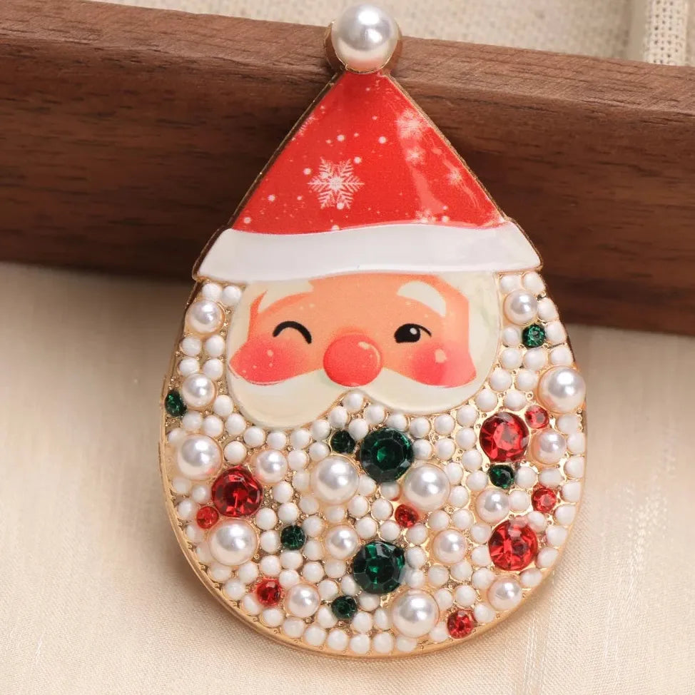 Elegant Classic Santa Claus Brooch Holiday Gift for Women Men