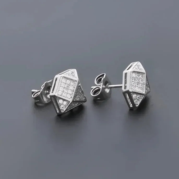 Silver Geometric Cubic Zirconia Stud Earrings for Women Party Wedding Jewelry
