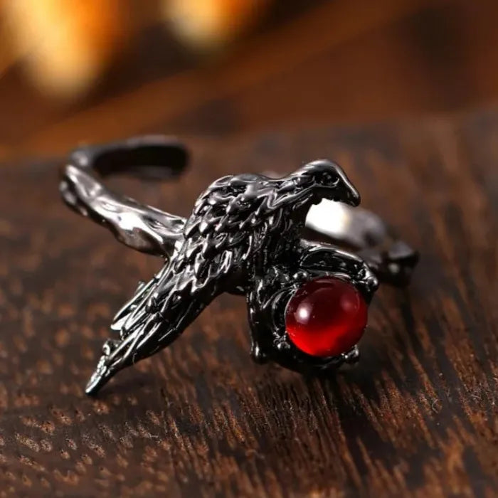 Black Thorn Crown Ring Y2K Punk Adjustable Zircon Statement Gift