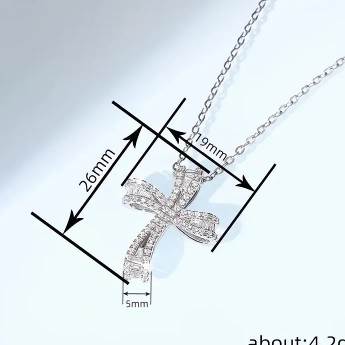 Geometric Bowknot Pendant Necklace for Women Wedding Party Copper CZ Jewelry