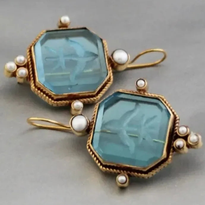 Elegant Vintage Geometric Pearl Drop Earrings for Women Zinc Alloy Bridal Gift