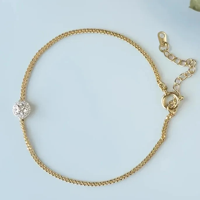 Adjustable Luxury Gold Figaro CZ Bracelet for Women Copper Alloy Jewelry