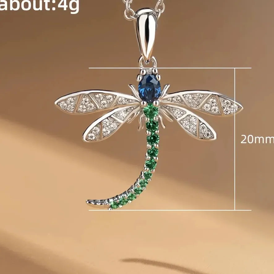 Fashion Dragonfly Pendant Necklace for Women with Colorful Cubic Zirconia Jewelry Gift