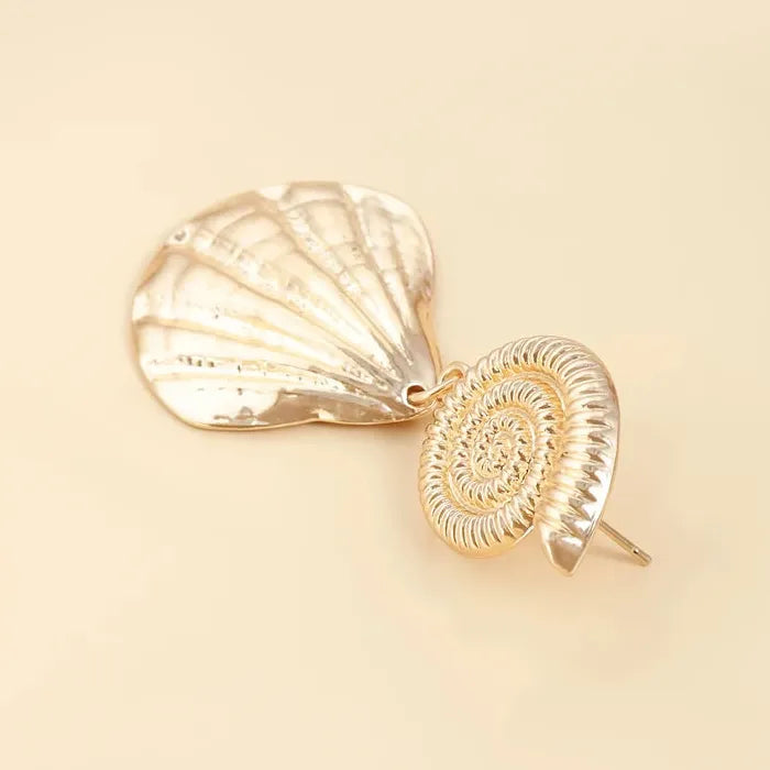 Asymmetric Seashell Pearl Starfish Drop Earrings Zinc Alloy Jewelry Gift Women