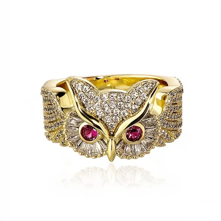 Iced Out Owl Ring – Cubic Zirconia Animal Hip Hop Couple Ring Fashion Jewelry
